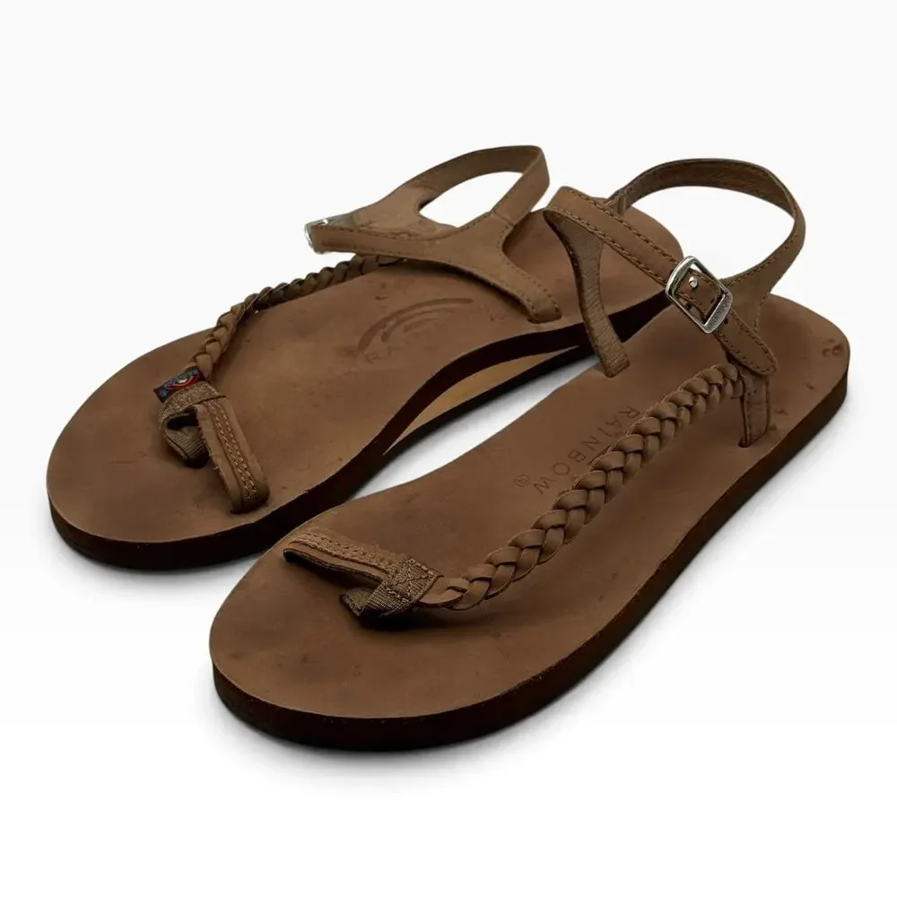 Rainbow Sandals Women's Brown Leather Braided Ankle Strap Sandals Size 8
